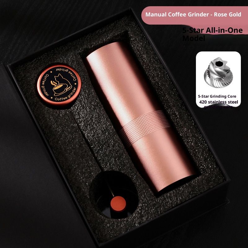 Hochwertige manuelle Kaffeemühle aus Edelstahl – verstellbares 5/6/7-Stern-Mahlwerk, tragbar und kompakt für Zuhause und unterwegs, inklusive Geschenkverpackung_voghion.com