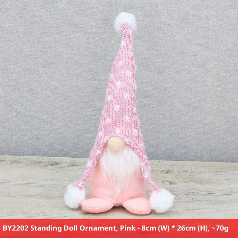 "Poupée gnome sans visage faite à la main avec du fil doux - Décoration de Noël, cadeau pour les fêtes (rose/rouge/gris/marron/vert)"_voghion.com