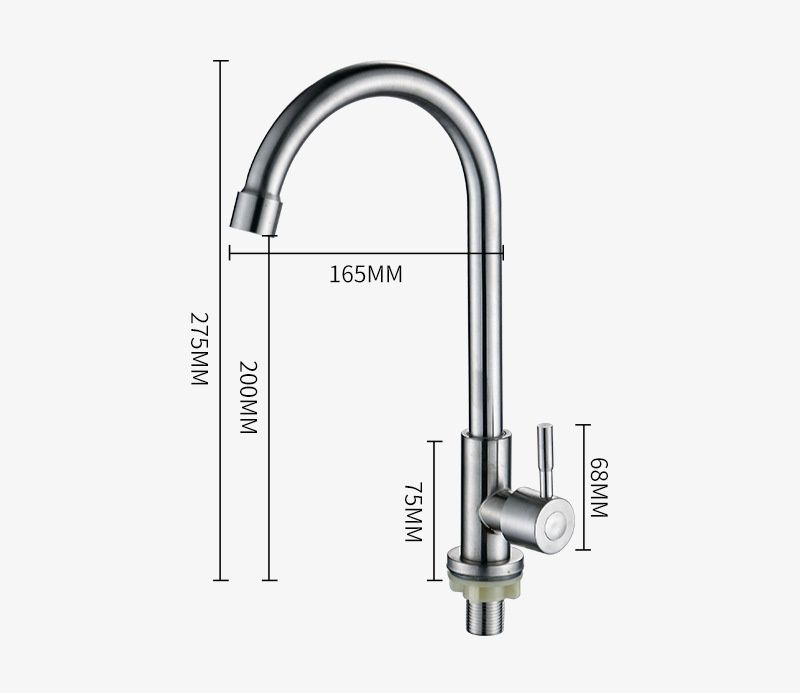 Lavello da cucina in acciaio inox con cuscinetti a sfera, acqua calda e fredda, design girevole, antispruzzo, rubinetto singolo per acqua fredda per balcone._voghion.com