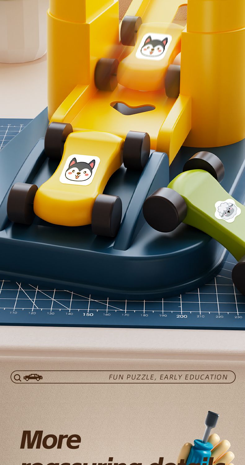 Children Toys Miniature Scooter Track Slide Toy Track Fun Ramp Glider Car Double Sided Vehicle Tower Toys For Boy_voghion.com