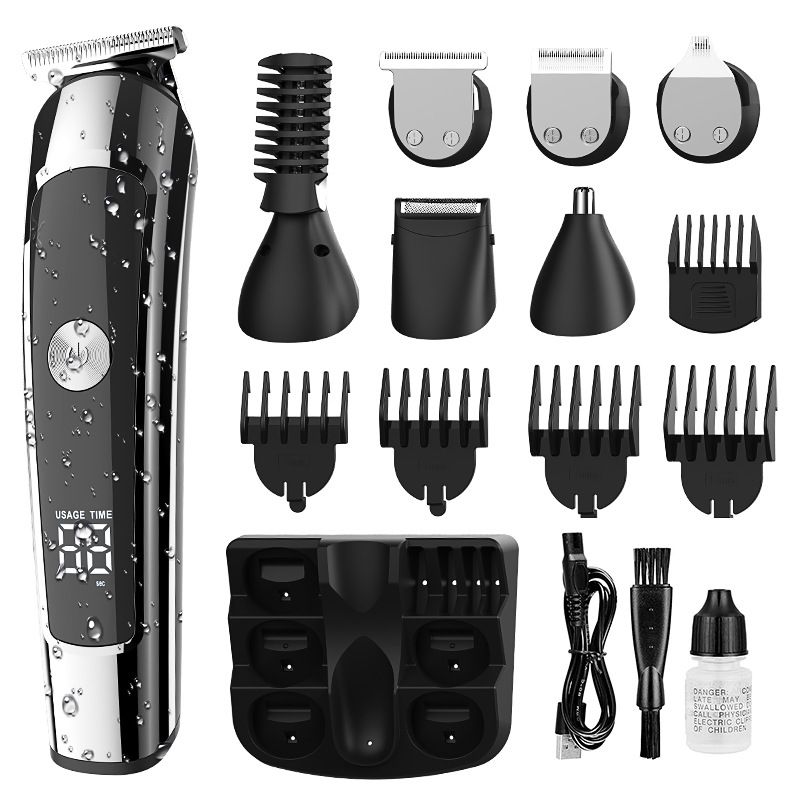 Household Hair Clipper, Multi-functional Oil Head Engraving, Water Washing, Digital Display, High-power Silent Hair Salon Electric Clipper_voghion.com