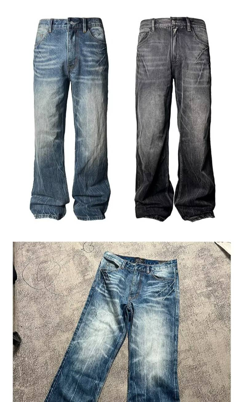 Streetwear High-Waist Straight-Leg Jeans For Teens – Trendy Washed Denim Pants With Stretch, Casual & Urban Style_voghion.com