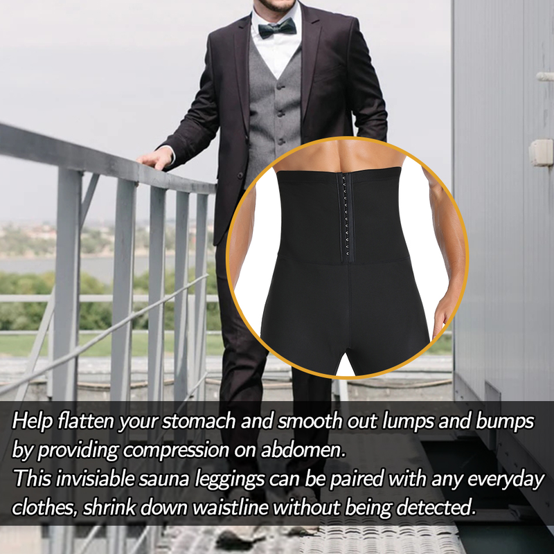 Abiti da uomo Pantaloni da sauna Leggings per il sudore Pantaloni a compressione dimagranti a vita alta Pantaloni termici per il corpo Shaper per la perdita di peso_voghion.com