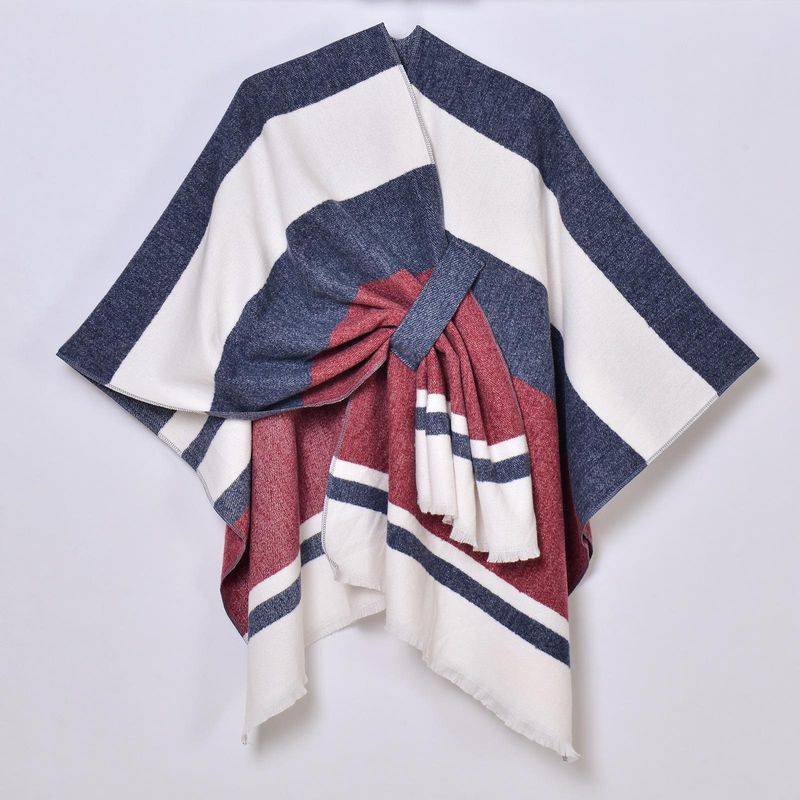 Uusi tuote, eurooppalainen ja amerikkalainen tupsuhihnahuivi, yksinkertainen pidennetty jacquard lämmin viitta_voghion.com