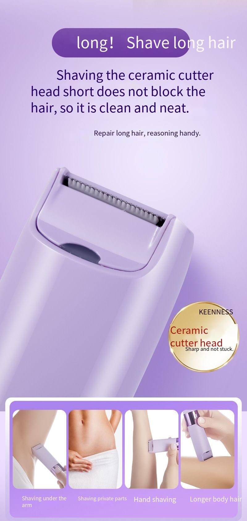 Rasoio elettrico per la rimozione dei peli delle ascelle e delle zone intime del corpo intero, a doppia testina, USB, per donna_voghion.com