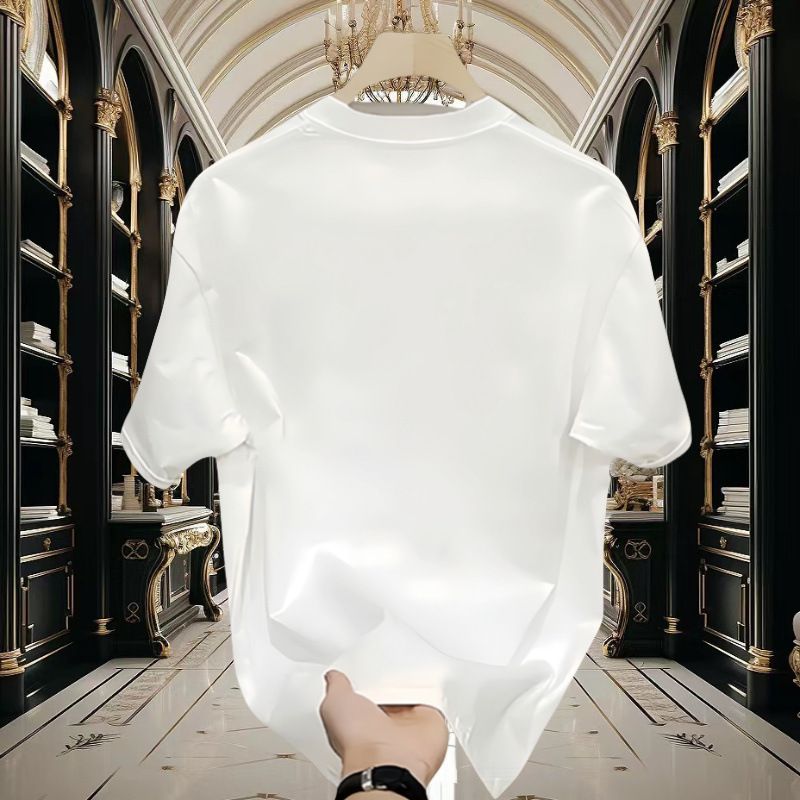 Trendy minimalistischen T-shirt für männer der sommer kurze vielseitig lose rundhals halb ärmeln mesh rot gedruckt rüschen und_voghion.com