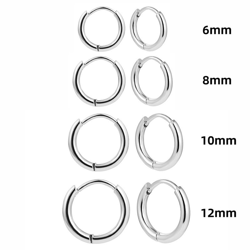 Sieradenset voor dames Fashionr Supply Retro Fashion Eenvoudige roestvrijstalen oorbel Veelzijdige ronde hoepeloorbellen_voghion.com