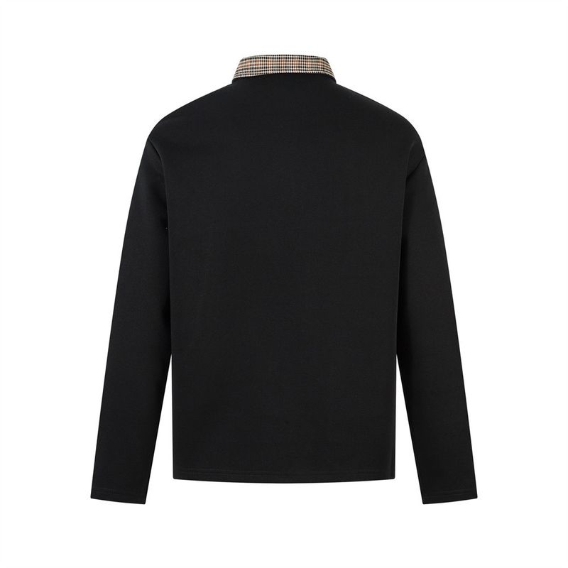 Felpa con mezza zip e risvolto, polo a maniche lunghe da uomo, due pezzi patchwork per la moda di strada primaverile e autunnale_voghion.com