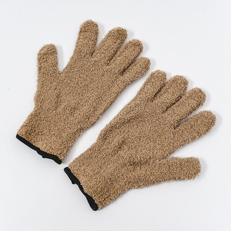 Microfiber Dust Removal Coral Fleece Car Wash Cleaning Solid Color Five-Finger Household Absorbent Hair Drying Gloves_voghion.com