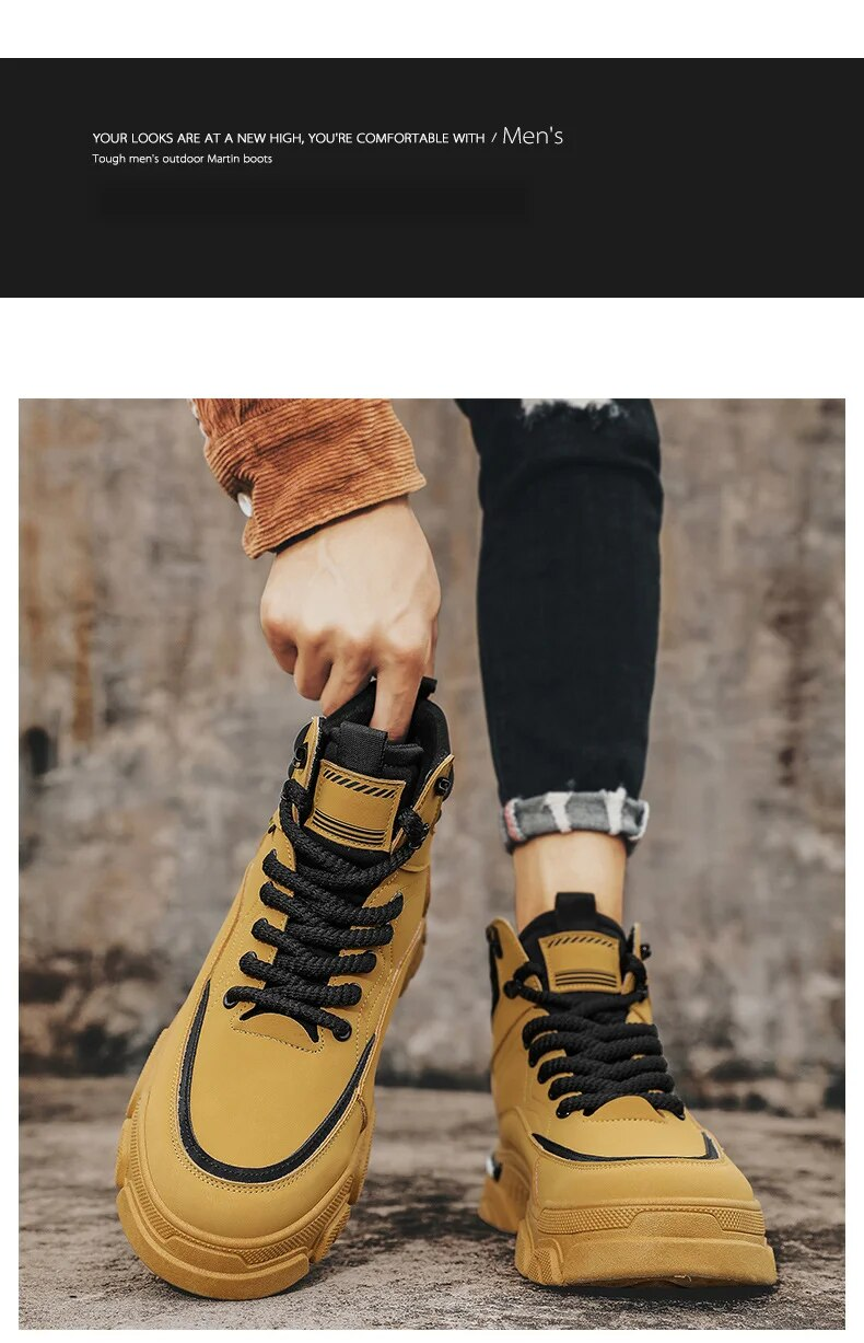 Neuer Arbeitsanzug für Herren, dicke Sohle, rutschfest, vielseitig, hohe gelbe Stiefel_voghion.com
