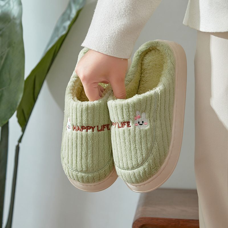 Pantofole invernali da uomo in cotone, da donna, 2025, nuove, calde, da casa e da interno, con simpatici coniglietti, antiscivolo e peluche._voghion.com