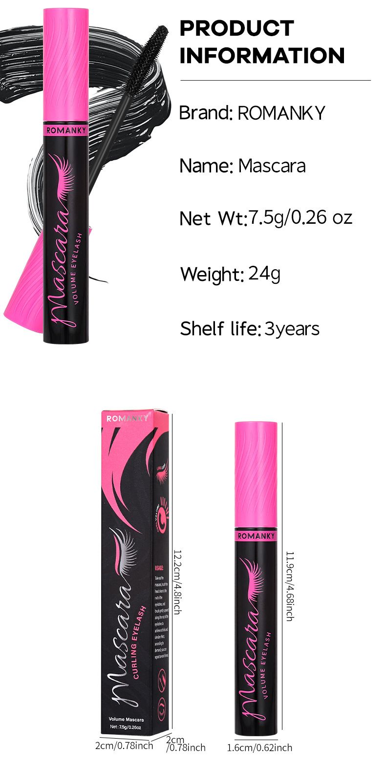 Long-lasting Mascara Waterproof Smudge-proof Dense Curling Style_voghion.com