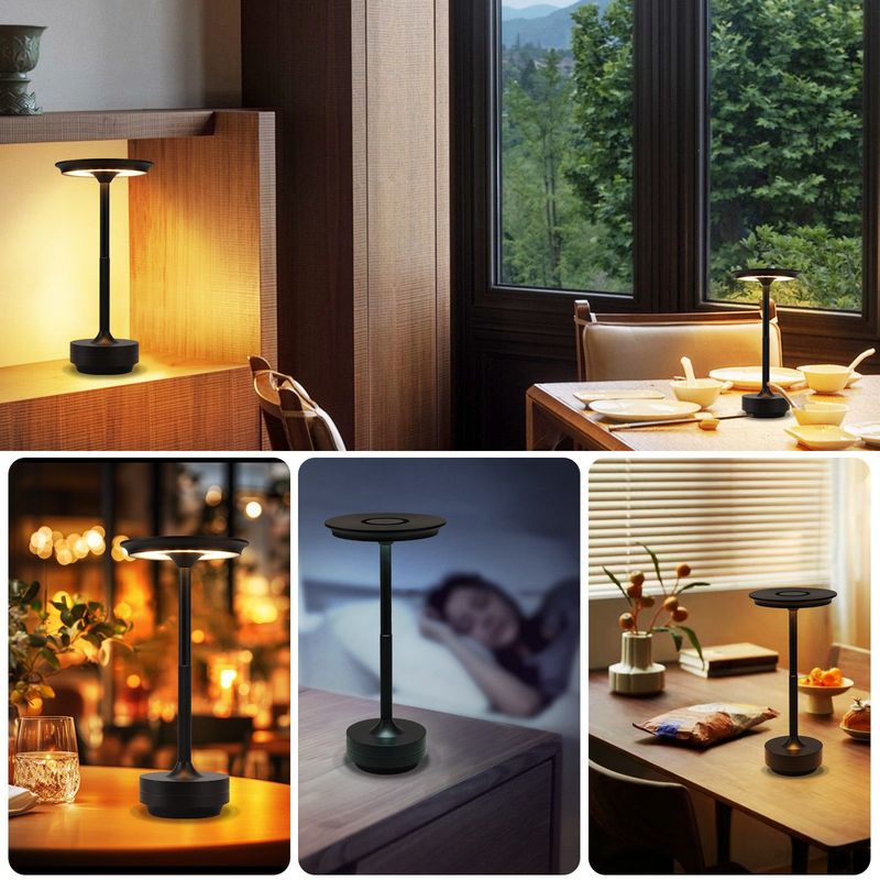 Glitzerlife Tischlampe Kabellos Nachttischlampe Akku - Moderne LED Tischleuchte Touch Dimmbar Lampe Mit USB Aufladbar Schwarz Batterie Tischlampen Für Kinderzimmer_voghion.com
