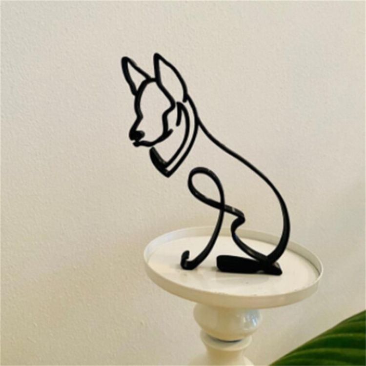 Păpușă Pomeraniană stație independentă MinimalistArtsculpture câine artă minimalistă sculptură animală ornamente_voghion.com