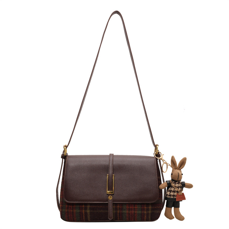Årets populære lille veske for kvinner høst og vinter allsidig 2023 ny retro én-skulder crossbody-veske for kvinner teksturert liten firkantet veske_voghion.com