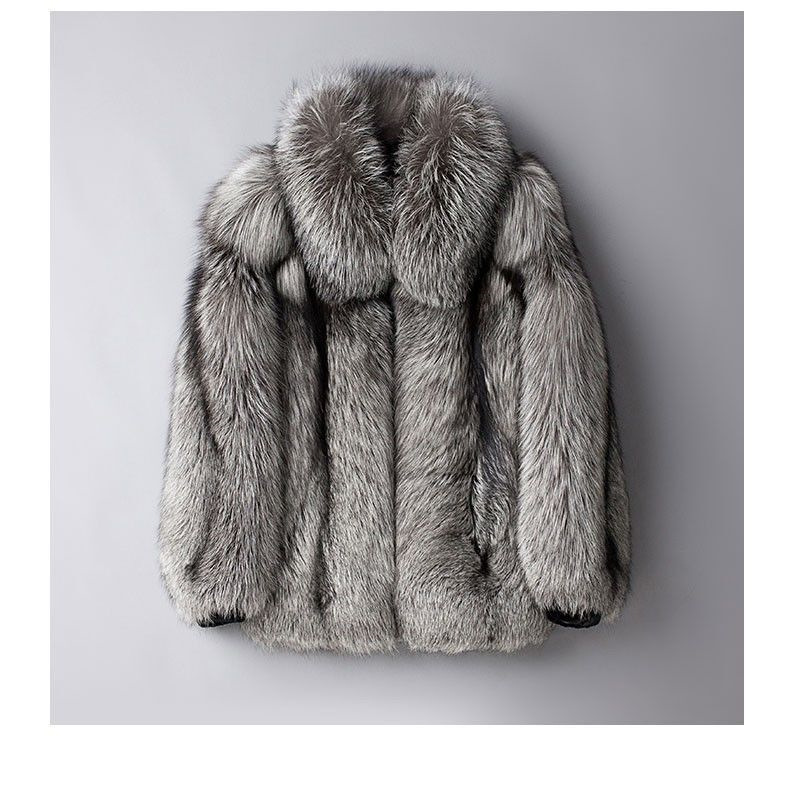 Men's clothing Autumn-winter fur men's coat Fashion casual silver fox fur coat thickened to keep warm_voghion.com