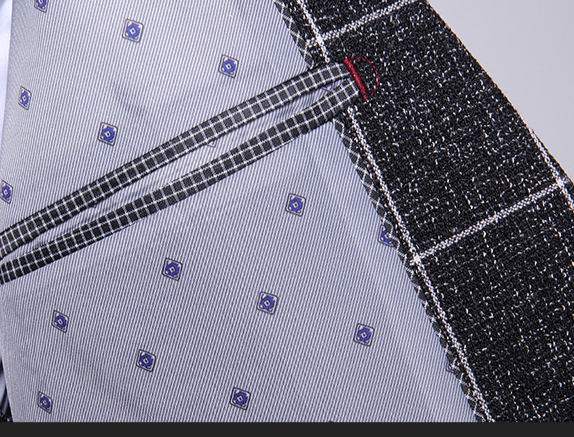 Vêtements pour hommes 2024 printemps nouveau marié slim plaid costume trois pièces style coréen mariage garçons d'honneur hommes robe en gros_voghion.com