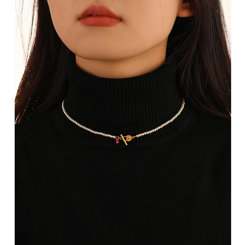 Retro nuovo stile cinese OT fibbia imitazione collana di perle Shijia per le donne nicchia di fascia alta di lusso leggero temperamento moda catena clavicola per le donne_voghion.com