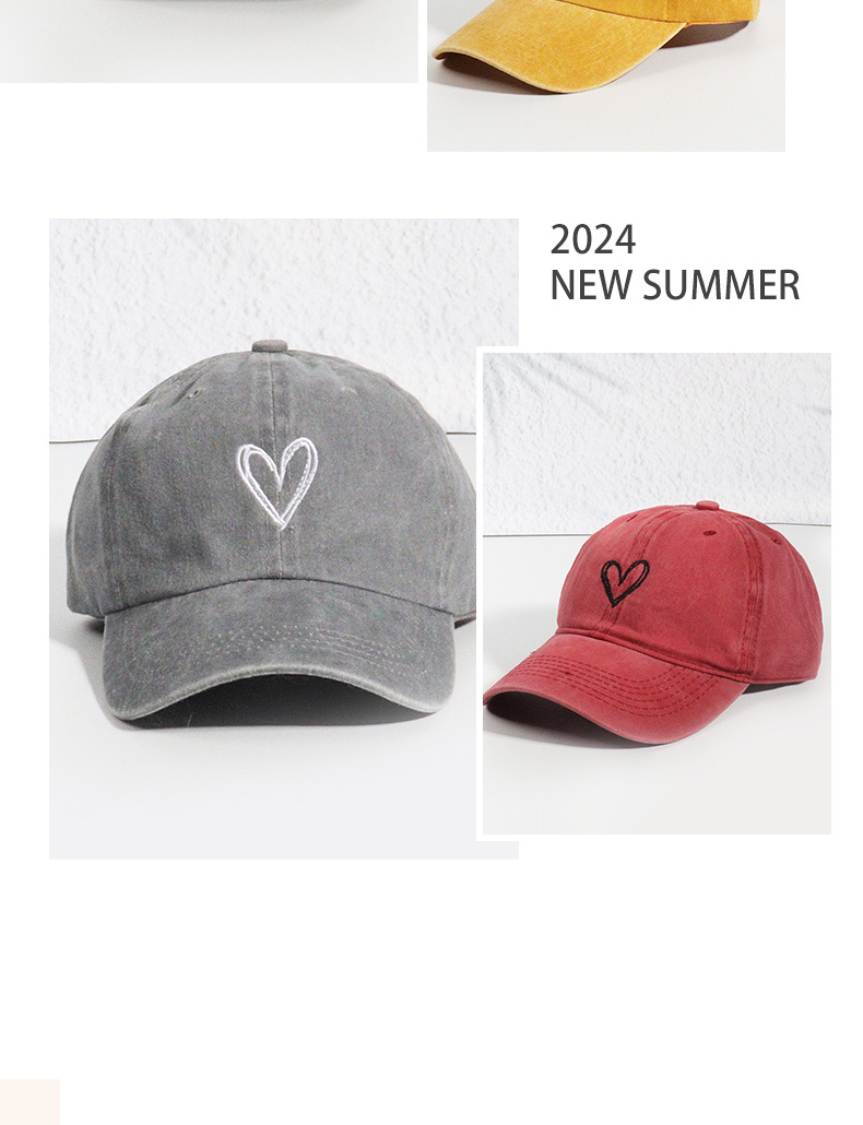 Unisex Softtop, hochwertige, atmungsaktive Baseballkappe mit überlappendem Herz-Stickerei-Muster und Instagram-Trend_voghion.com
