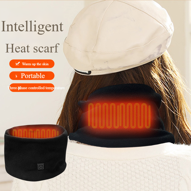 Winter smart charging heating scarf men and women USB plus electric heating warm neck cover outdoor cycling cold proof neck cover_voghion.com