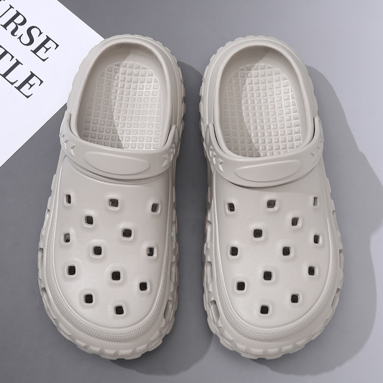 Schuhe mit dicker Sohle und Löchern für Herren im Sommer, rutschfest und wasserdicht, mit hohem Absatz und atmungsaktiv, Strandschuhe für Paare, die keine stinkenden Füße bekommen_voghion.com