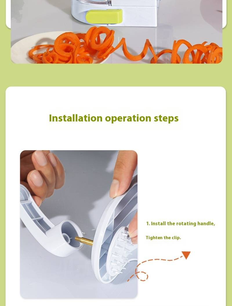 Affettatrice manuale a manovella per patate a cascata, tagliatrice a spirale per cipolle, carote, cetrioli, zucchine, utensile da cucina gratuito, tagliaverdure multifunzione._voghion.com
