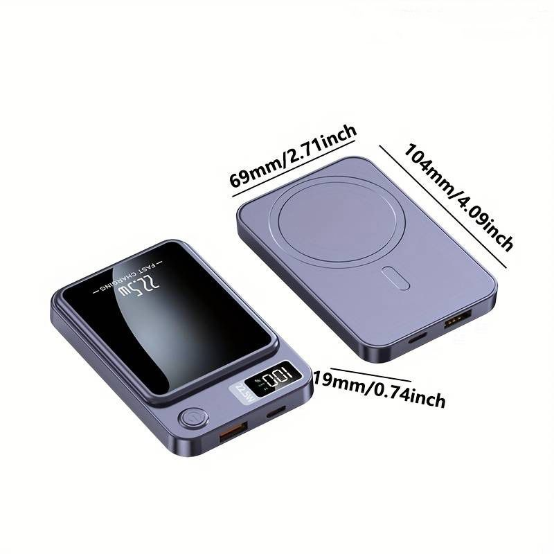 Banco de energía portátil de 10 000/15 000 mAh, carga inalámbrica magnética, cargador portátil para dispositivos Android/Apple, LED de encendido._voghion.com