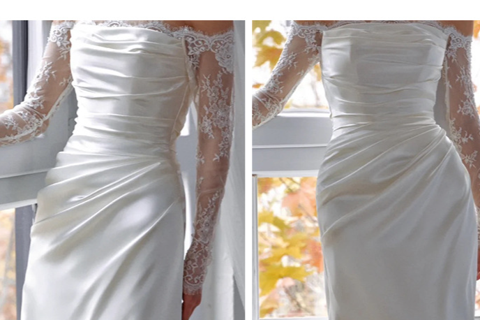 Women's Clothing One Shoulder Light Wedding Dress With Temperament And Trailing Forest Style Travel Photography Simple Long Sleeved Dress_voghion.com