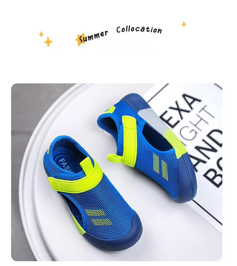 Sandali per bambini e bambine con punta chiusa, estate, nuove scarpe sportive da spiaggia per bambini, traspiranti, in rete singola cava, per bambine_voghion.com