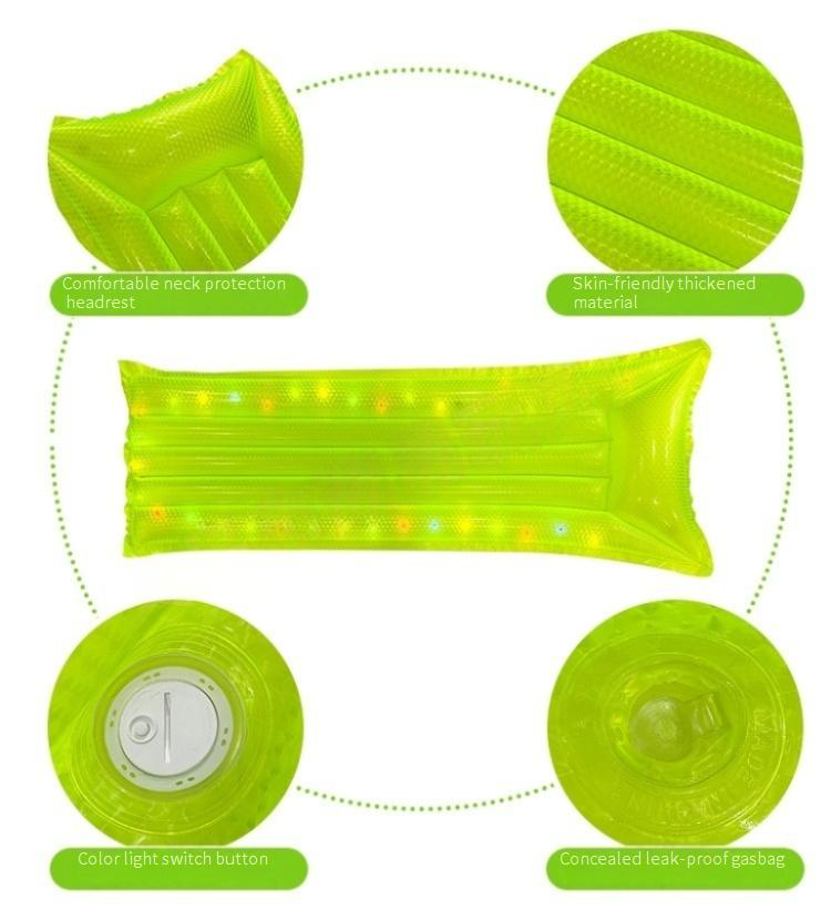 Led Light-Up Inflatable Lounge Float - Pearl Glow Floating Bed For Adults (Single Person Battery Powered)_voghion.com