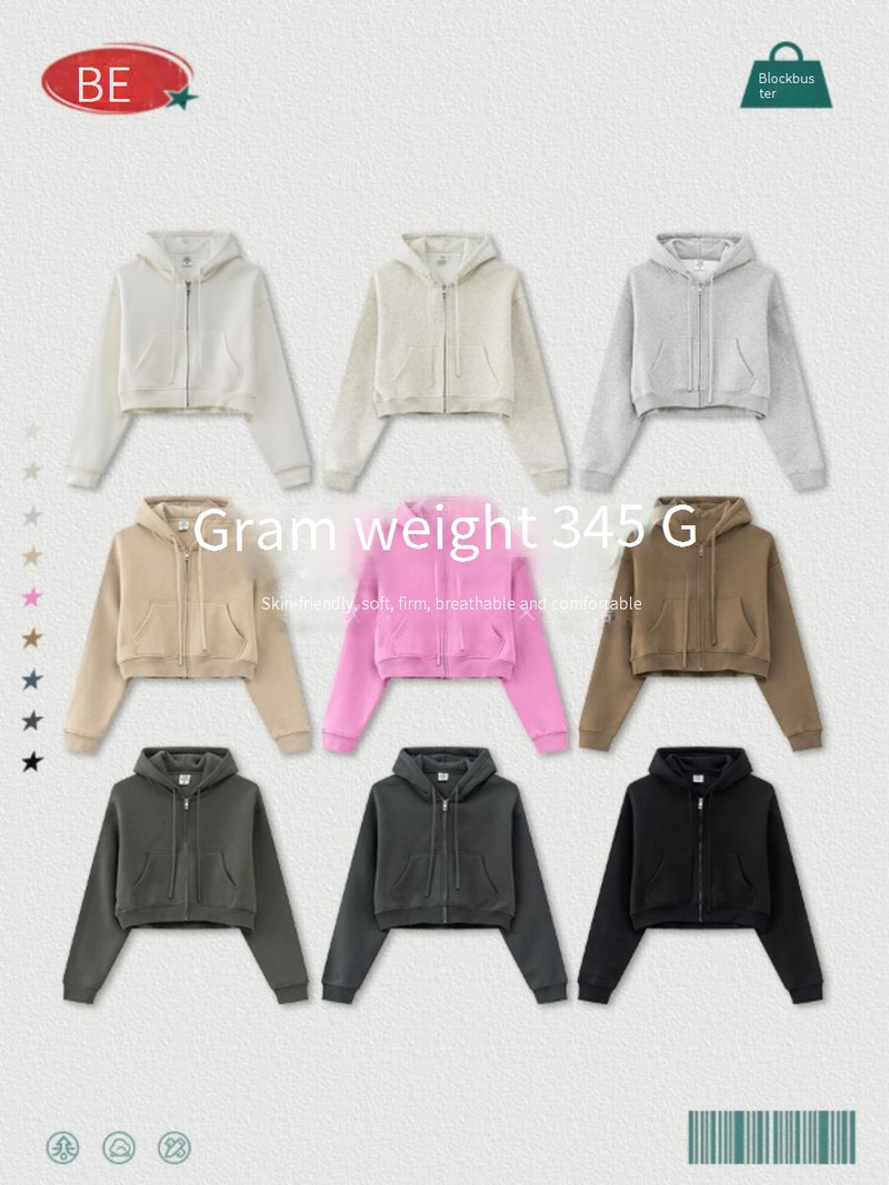 Retro-Hoodie mit Reißverschluss für Damen – Übergroßer, kurzer Pullover mit Fleecefutter, Streetwear-Freizeitjacke für Herbst und Winter_voghion.com