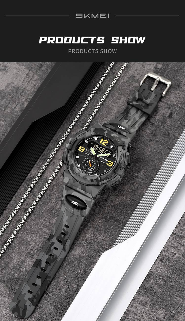 Camouflage-Sportuhr für Herren mit Alarm, Licht, Start/Stopp, Reset, Dualzeit, Modus und wasserdichten Funktionen (137 Buchstaben)_voghion.com