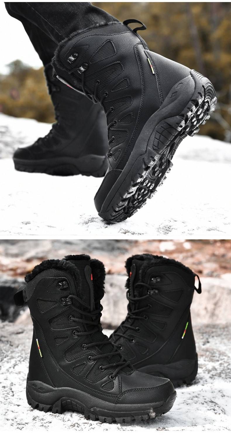 「XGXC」2024 New Winter Snow Boots, Fleece-lined High-top, Versatile Outdoor Hiking Cotton-padded Boots, Large Size Couples_voghion.com