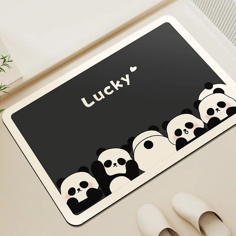 New Lucky Panda Soft Diatom Mud Mat Foot Mat Absorbent Non-slip Toilet Sink Bathroom Quick Dry (size :40*60cm)_voghion.com