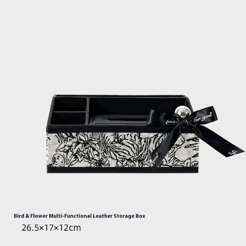 Portafazzoletti di lusso in pelle floreale - Organizer multifunzionale per auto e soggiorno con spazio laterale (motivo di tessuto casuale)_voghion.com