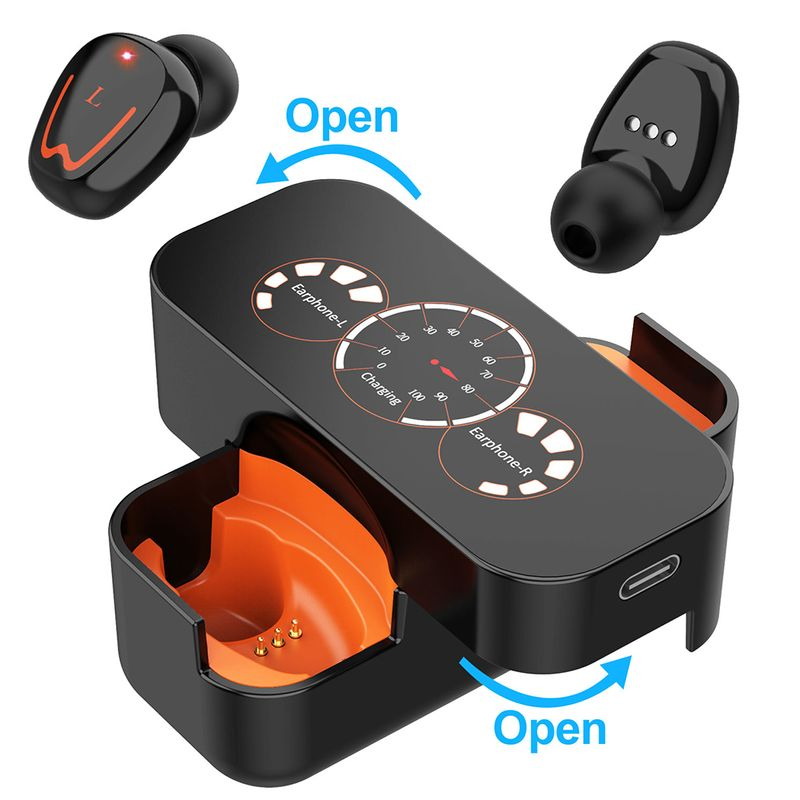 V1 Echte Stereo Bluetooth-kompatibel V 5,0 Wireless Headset mit HiFi Mikrofon LED Power Display_voghion.com