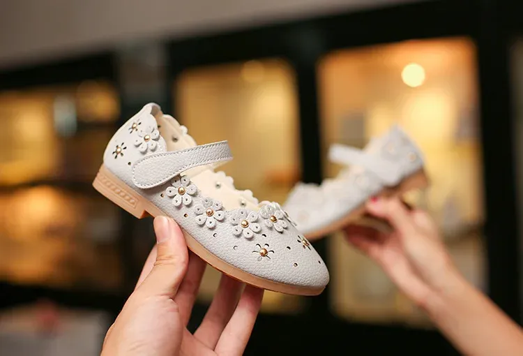 Bambini Bambino Bianco per Festa di Nozze Moda Principessa Scarpe in Pelle con Fondo Morbido Bambini Grandi Ragazze Fiore Appartamenti_voghion.com