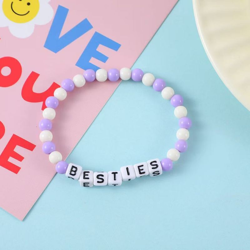 Taylor Rainbow Letter Mixed Color Women's Acrylic Bead Bracelet Handmade_voghion.com