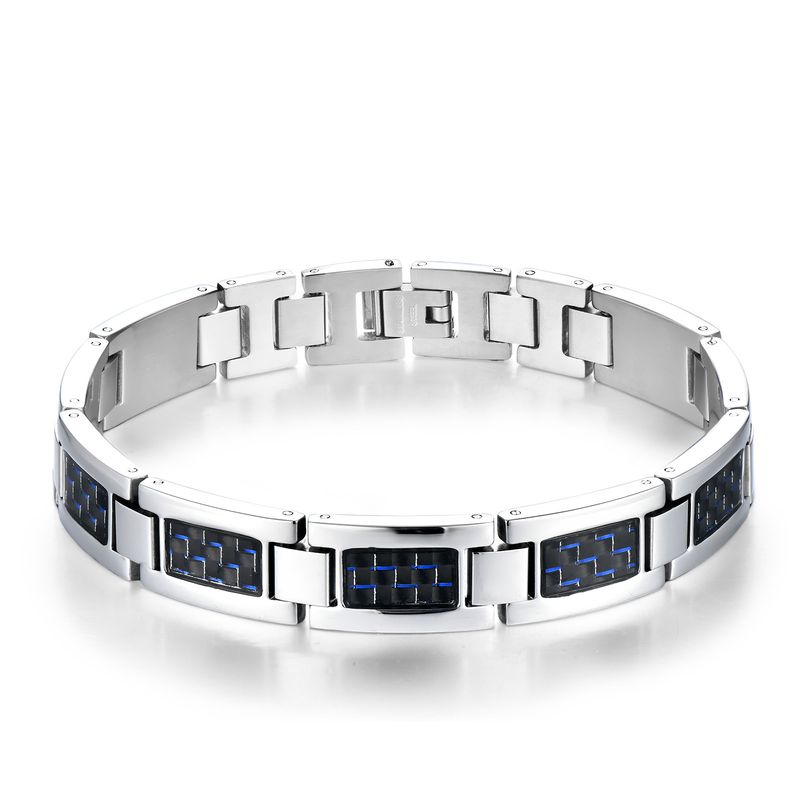 Herrenarmband aus Edelstahl und Karbonfaser – eleganter Business- und Freizeitstil mit geometrischem Design – langlebig und leicht für den Alltag_voghion.com