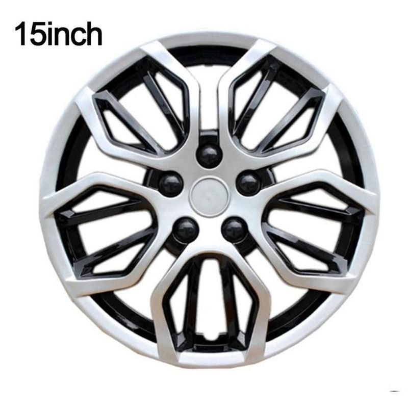 15 Inch Universele Zilveren Zwarte Afdekking Wielnaaf Onderdelen Autodecoratie_voghion.com