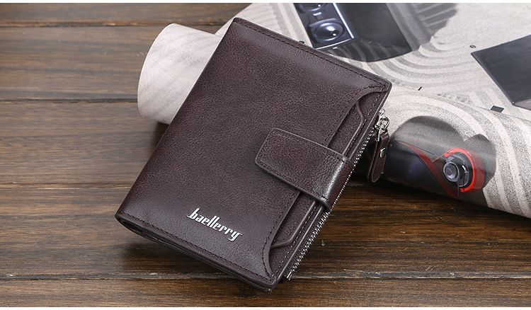 Portafoglio Baellerry da uomo versione corta verticale portamonete con cerniera multi-card portamonete semplice portafoglio per patente di guida_voghion.com