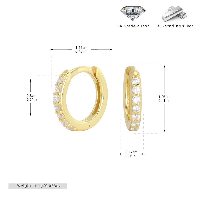 Damenschmuck, Sterlingsilber, mit Zirkonia besetzte Creolen – klassisches geometrisches Design, hypoallergen, Größen 5–9 mm, klassischer Ohrknochenverschluss_voghion.com
