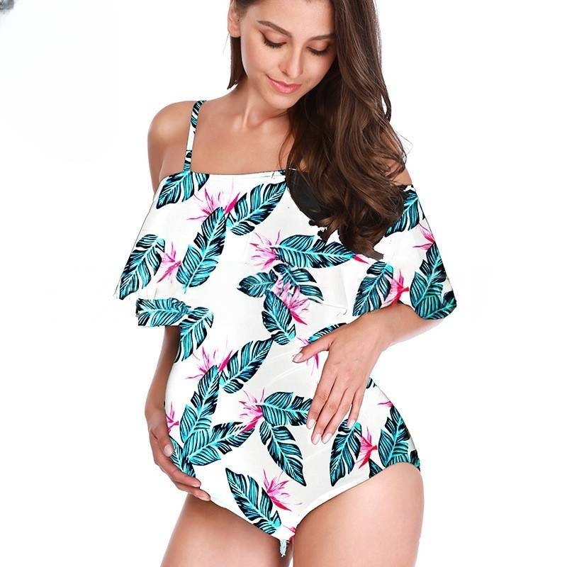 Costume da bagno intero premaman - Taglie forti, sexy e di supporto per la gravidanza, design a tinta unita, comodo per spiaggia e piscina._voghion.com