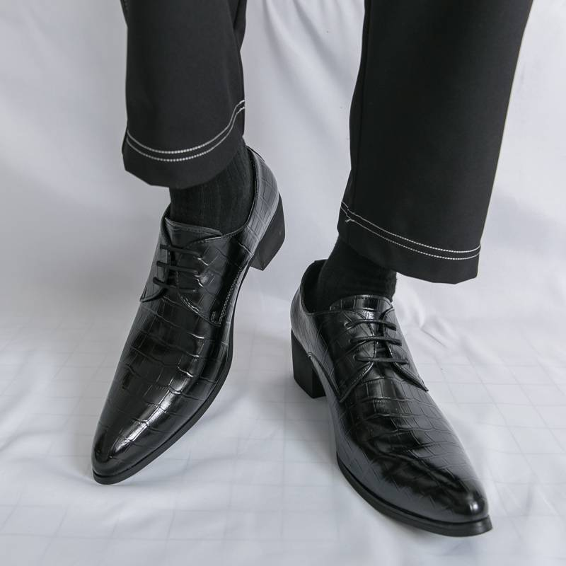 Lente en herfst Britse vrijetijdsschoenen voor zakelijk gebruik, leren schoenen met verhoogde binnenhoogte, modieuze nieuwe zwarte grote maten_voghion.com
