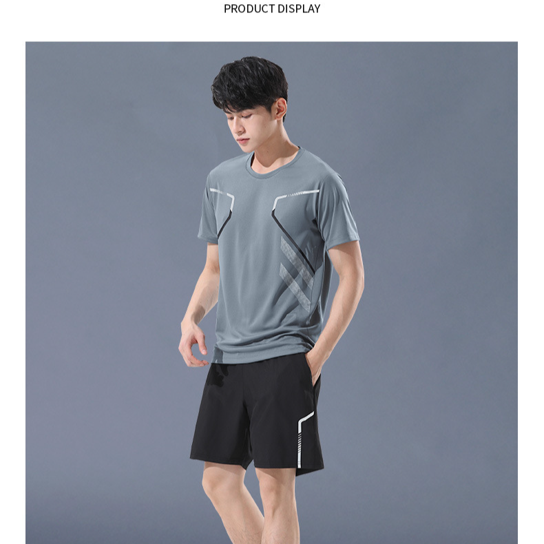 Sportbekleidung Ice Silk Sportswear Anzug Herren Lauf Schnelltrocknende Kleidung T-Shirt Kurzarm Shorts Sommer Fitness Fußball Trainingskleidung_voghion.com