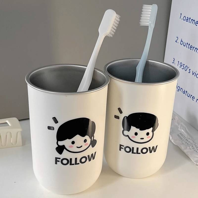 Male And Female Couple's Mouthwash Cup With High Aesthetic Value, Simple Cartoon Toothbrush Cup, Anti Drop Dental Jar, Dental Cup, Toothbrush Cup_voghion.com