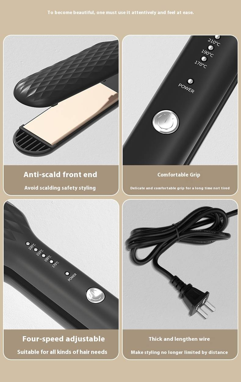 Mini piastra per capelli e ferro arricciacapelli VTT - 5 temperature regolabili per uso domestico e in camera da letto (compatta, doppia tensione, adatta ai viaggi)_voghion.com