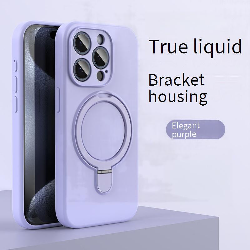 Magnetische Flüssigsilikonhülle mit Ständer für das iPhone 16 Pro Max – vollständiger Kameraschutz, rutschfester Griff, 360° stoßfeste Abdeckung_voghion.com