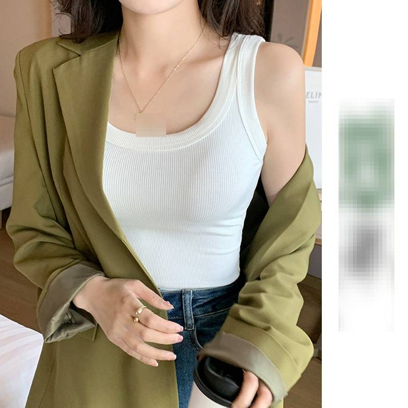 Regata feminina canelada com corte slim - Camisola elástica para usar em camadas, usar no verão e ter uma cobertura elegante_voghion.com