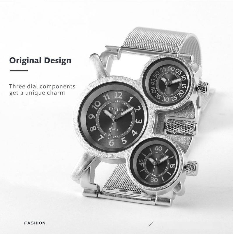 Herren-Quarzuhr mit Edelstahl-Mesh-Band, großem Zifferblatt, GMT- und Weltzeitfunktion, modische Freizeitarmbanduhr für Männer, luxuriöses Geschenk_voghion.com